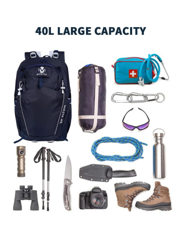 Mochila de Senderismo 40L Mokzer Gris Impermeable Unisex