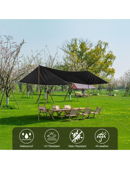 Cubierta de Lona Impermeable Honsaifau 1.52m x 1.52m Negra