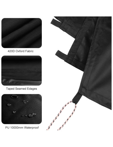 Cubierta de Lona Impermeable Honsaifau 1.52m x 1.52m Negra