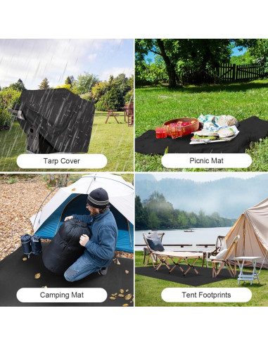 Cubierta de Lona Impermeable Honsaifau 1.52m x 1.52m Negra