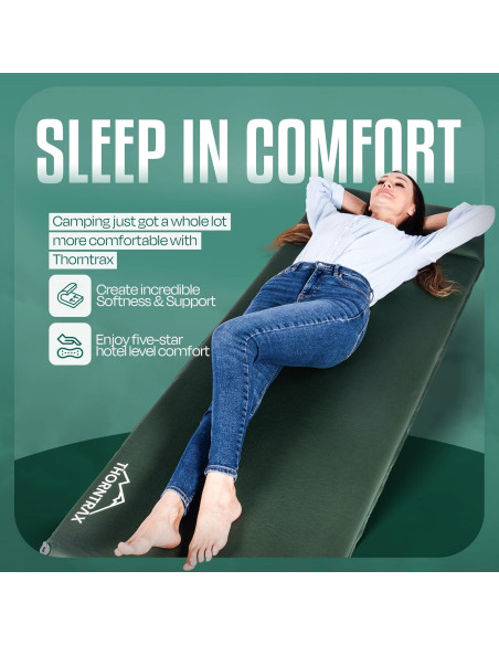Almohadilla de Camping Autoinflable Thorntrax Verde 7.87 cm