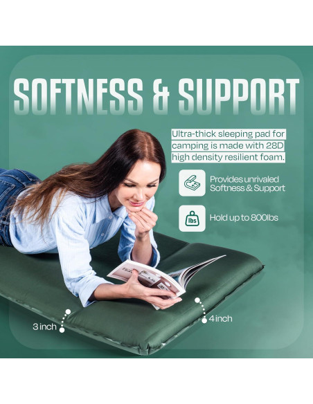 Almohadilla de Camping Autoinflable Thorntrax Verde 7.87 cm