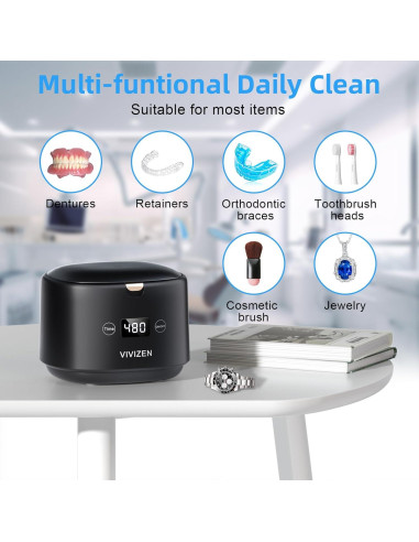 Limpiador Ultrasónico de Retenedores VIVIZEN 30W 45kHz Negro