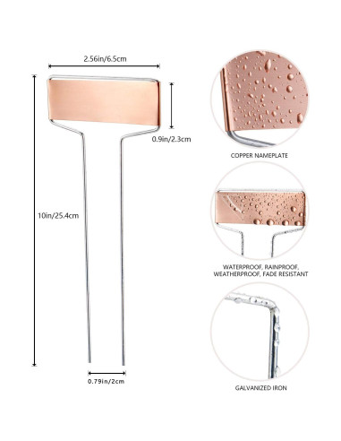 25 Etiquetas de Cobre para Plantas Wanapure 10" Resistentes