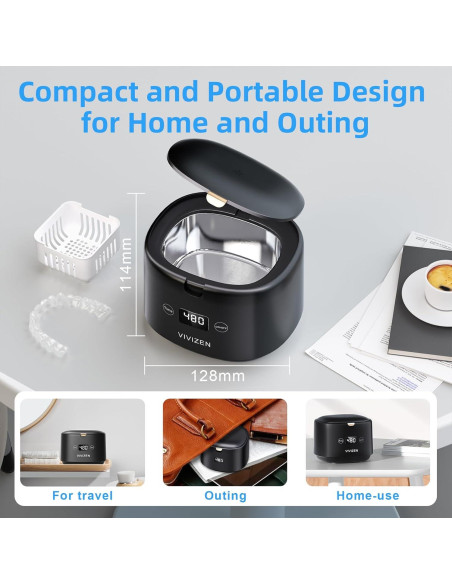 Limpiador Ultrasónico de Retenedores VIVIZEN 30W 45kHz Negro Limpiador Ultrasónico de Retenedores VIVIZEN 30W 45kHz Negro