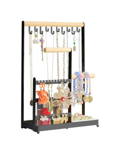 Organizador de Joyería Coobest Negro con 36 Pendientes y 10 Collares