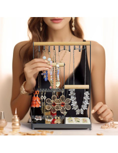 Organizador de Joyería Coobest Negro con 36 Pendientes y 10 Collares 2