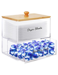 Soporte para Hojas de Secadora JYPS con Cajón y Tapa de Bambú