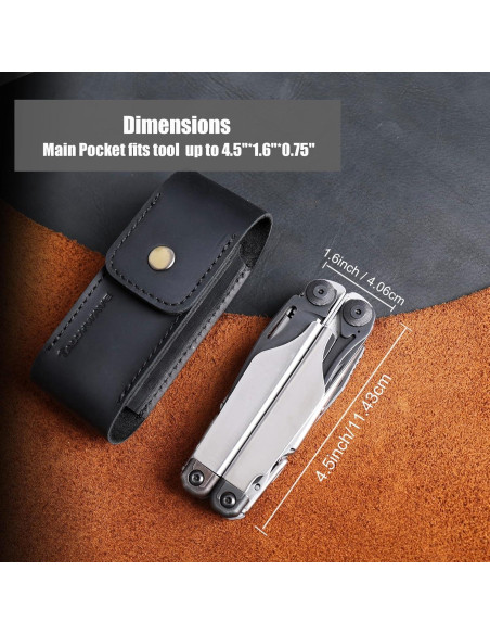 Funda de Cuero para Multiherramienta TALLYWAVE, Negro