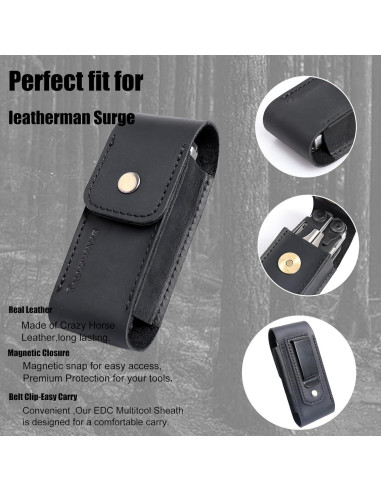 Funda de Cuero para Multiherramienta TALLYWAVE, Negro