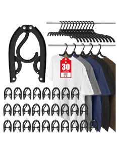 30 Perchas Plegables de Viaje Besslly - Organizador Negro