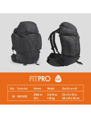 Mochila Kelty Redwing 36L Negra con Marco Interno y Ventilación