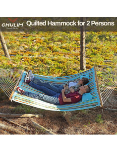 Hamaca acolchada CHULIM doble 3.66 m rayas azules 204 kg 2