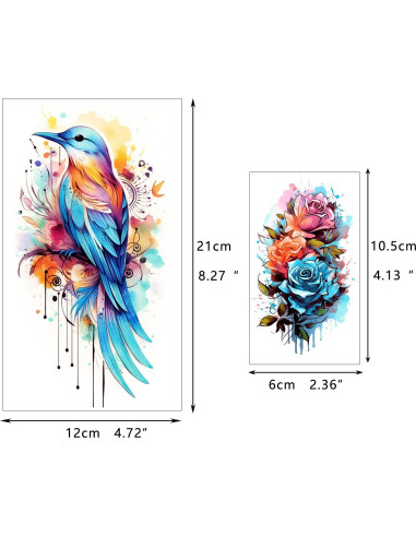 52 Tatuajes Temporales Acuarelados Glaryyears - Set Floral y Mandala