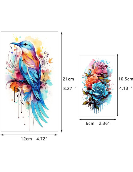 52 Tatuajes Temporales Acuarelados Glaryyears - Set Floral y Mandala