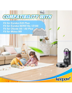 8 Piezas Reemplazo Microfibra KEEPOW E10 E20 Aspiradora 2