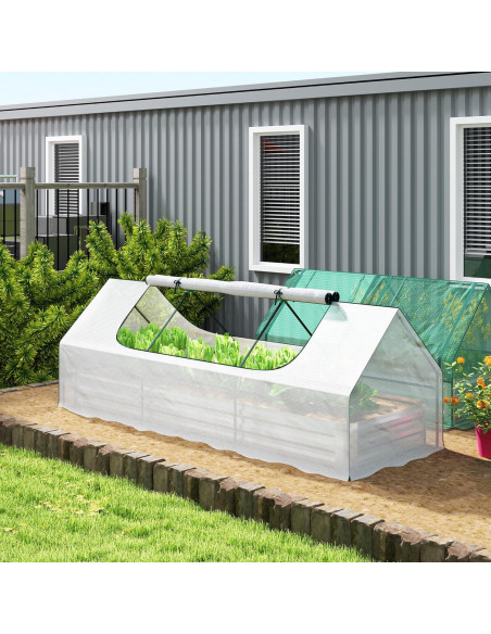 Huerto Elevado Galvanizado Outsunny 2.62m con Mini Invernadero