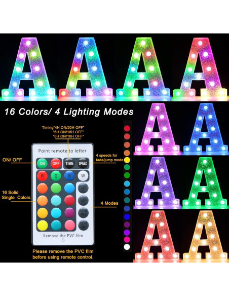 Letras Iluminadas LED Pooqla, 27 Colores, Control Remoto