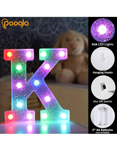 Letras Iluminadas LED Pooqla, 27 Colores, Control Remoto
