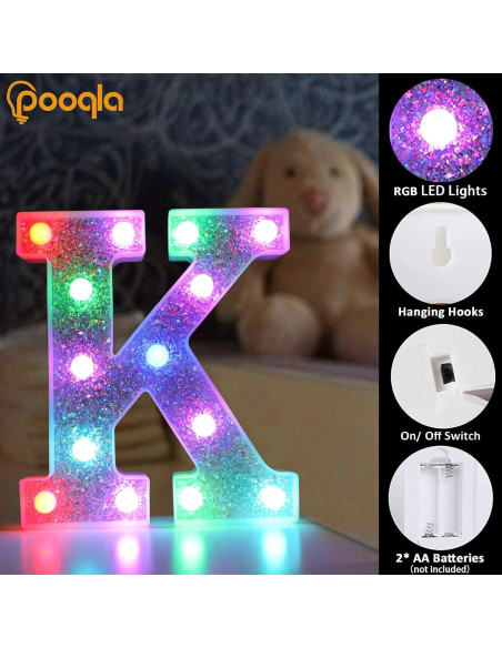 Letras Iluminadas LED Pooqla, 27 Colores, Control Remoto