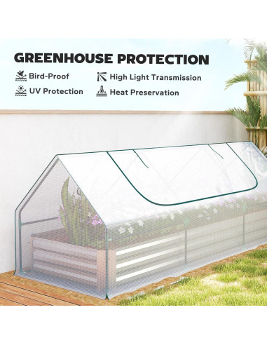 Huerto Elevado Galvanizado Outsunny 2.62m con Mini Invernadero