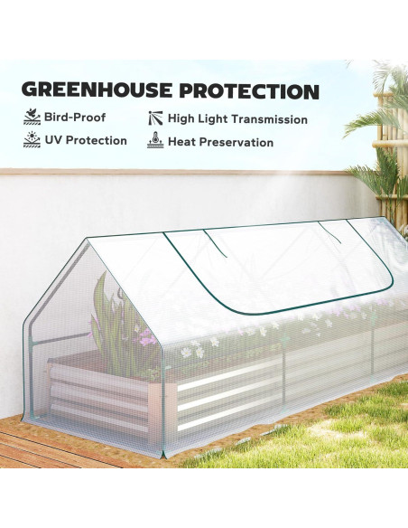 Huerto Elevado Galvanizado Outsunny 2.62m con Mini Invernadero