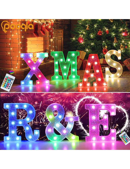 Letras Iluminadas LED Pooqla, 27 Colores, Control Remoto