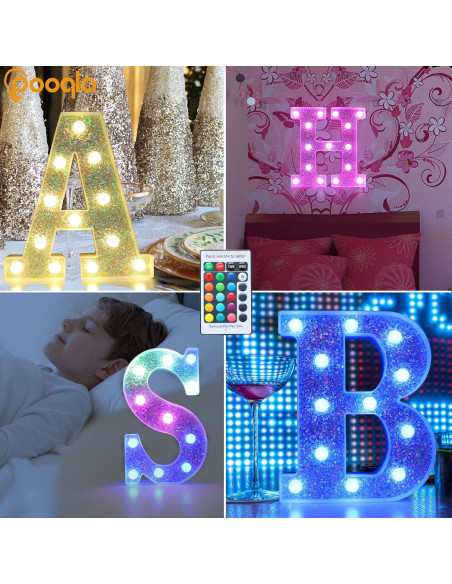 Letras Iluminadas LED Pooqla, 27 Colores, Control Remoto