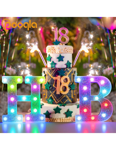Letras Iluminadas LED Pooqla, 27 Colores, Control Remoto