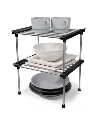 Estante Organizador Carrotez, 2 Estantes Apilables Negro 19.81x15.24x22.86 cm