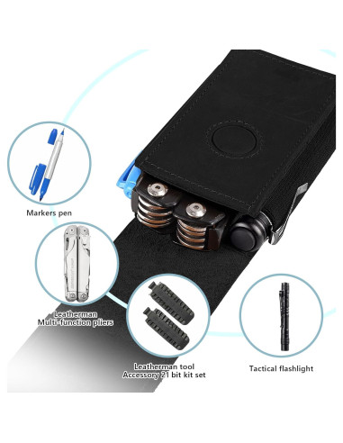 Funda de Multiherramienta de Cuero Baizoy Negra EDC 12.07x4.06cm
