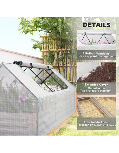 Huerto Elevado Galvanizado Outsunny 2.62m con Mini Invernadero