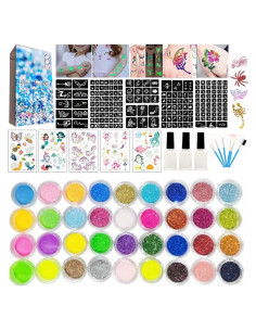 Kit de Tatuajes Temporales de Brillo Wxfhtda - 36 Colores y 187 Plantillas