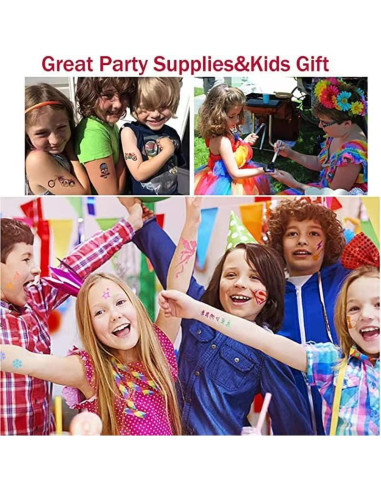 Kit de Tatuajes Temporales de Brillo Wxfhtda - 36 Colores y 187 Plantillas