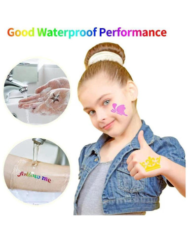 Kit de Tatuajes Temporales de Brillo Wxfhtda - 36 Colores y 187 Plantillas