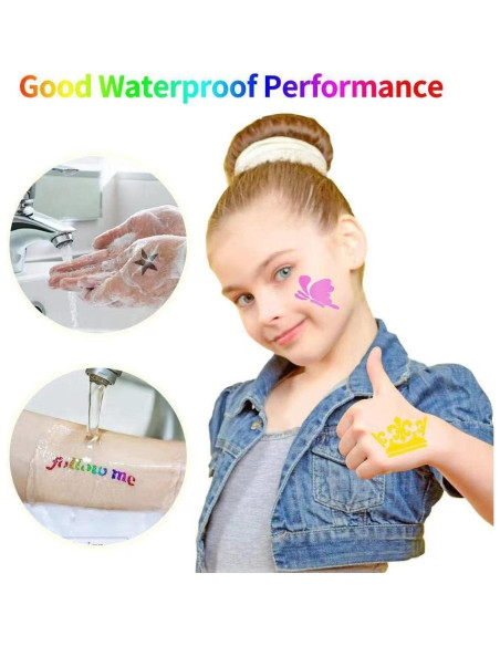 Kit de Tatuajes Temporales de Brillo Wxfhtda - 36 Colores y 187 Plantillas