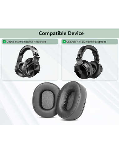 Almohadillas de Reemplazo XRHTONG para Auriculares OneOdio A70 A71 - Cuero y Espuma