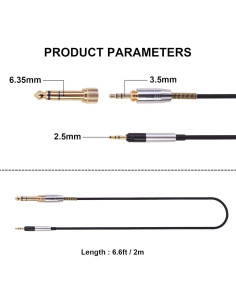Cable de extensión de audio 3.5mm LearSoon 2m para Sennheiser 2