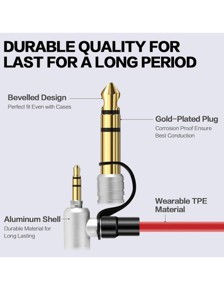 Cable de Extensión de Audio Rojo 3.5mm Inovat para Auriculares Beats