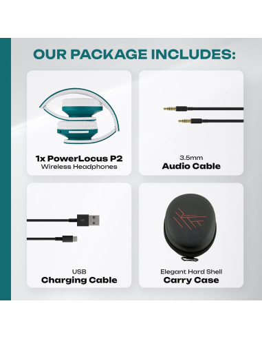 Auriculares Inalámbricos PowerLocus P2 - 2 Piezas Negro y Azul/Blanco