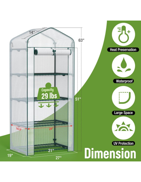 Invernadero Mini WORKPRO 4 Niveles 68.58x48.26x160 cm