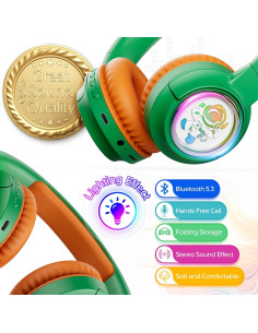 Auriculares Bluetooth Contixo KB6 Niños Verde 85dB Plegables 2