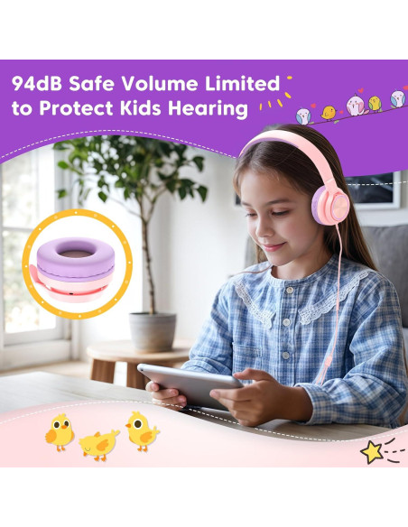 Auriculares INFURTURE CH5 USB C/3.5mm para Niños Rosa