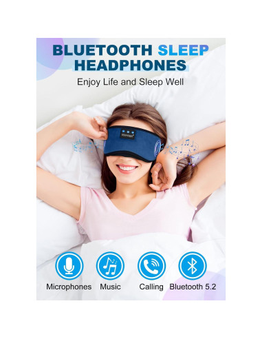 Auriculares para dormir TOPOINT Bluetooth 5.2, máscara de sueño