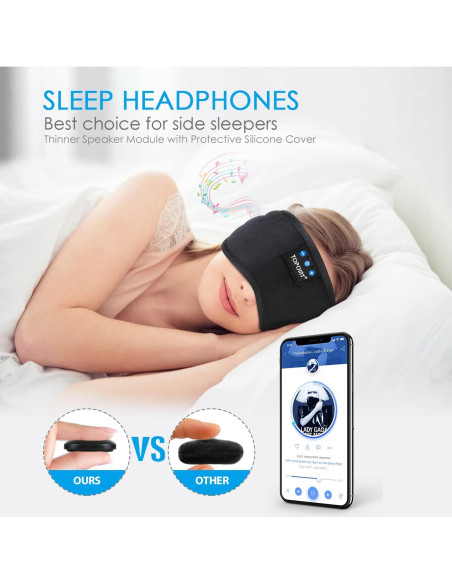 Auriculares para dormir TOPOINT Bluetooth 5.2, máscara de sueño