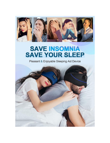 Auriculares para dormir TOPOINT Bluetooth 5.2, máscara de sueño