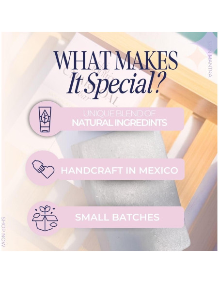 Barra de Jabón de Carbón Activado Skin Mantra 100g - Natural y Vegano