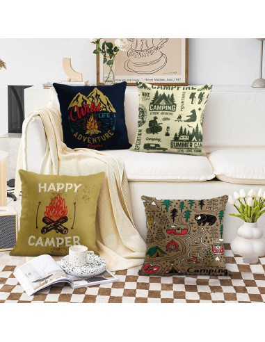 Conjunto de 4 Fundas de Cojín Emvency Vintage 40x40 cm