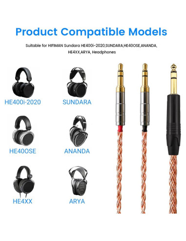 Cable de audio 6.35mm a dual 3.5mm Hifiman 1.2m cobre