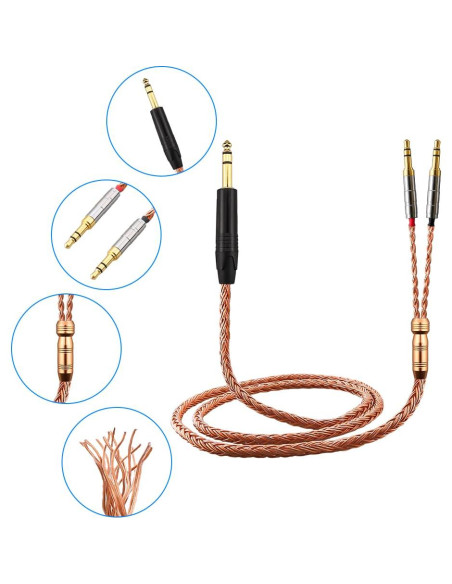 Cable de audio 6.35mm a dual 3.5mm Hifiman 1.2m cobre